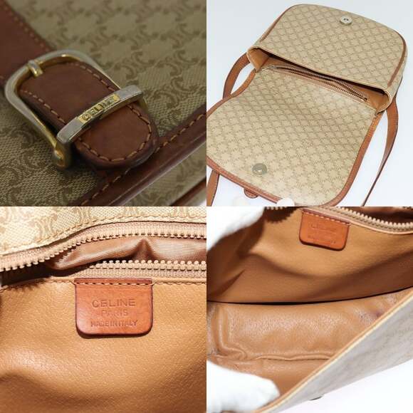 CELINE Macadam Canvas Shoulder Bag Pvc Beige Gold - Picture 11 of 12